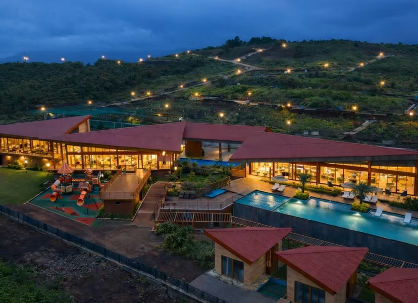 Aero Estate clubhouse at night